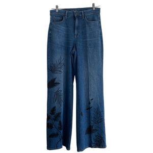 Chico’s 1R (8R) High Rise Wide Leg Jeans Women’s Blue Wildflower Indigo Denim